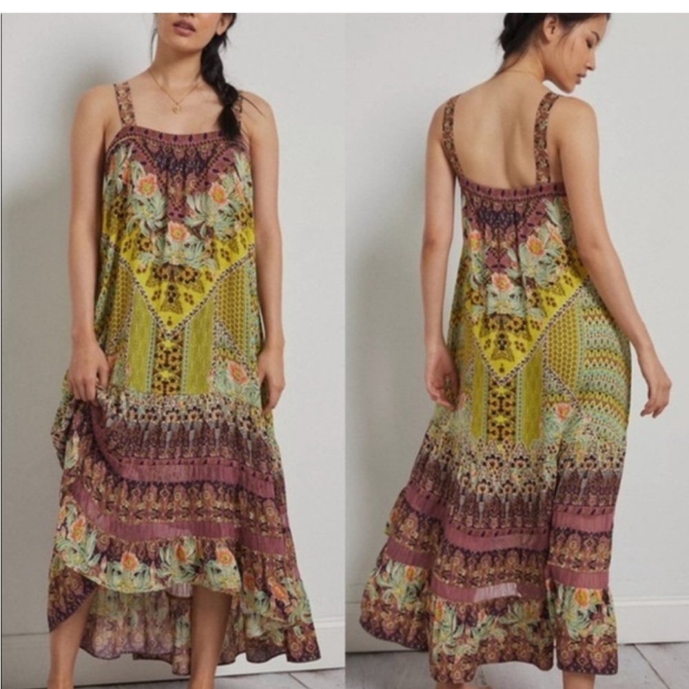 ANTHROPOLOGIE Lovett Tiered Maxi Dress Small